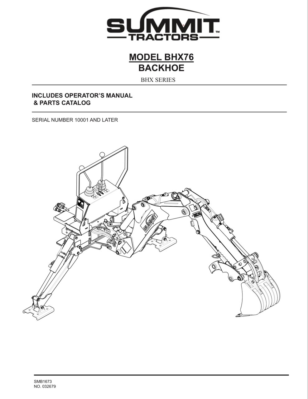 BHX76 Backhoe Operator Manual