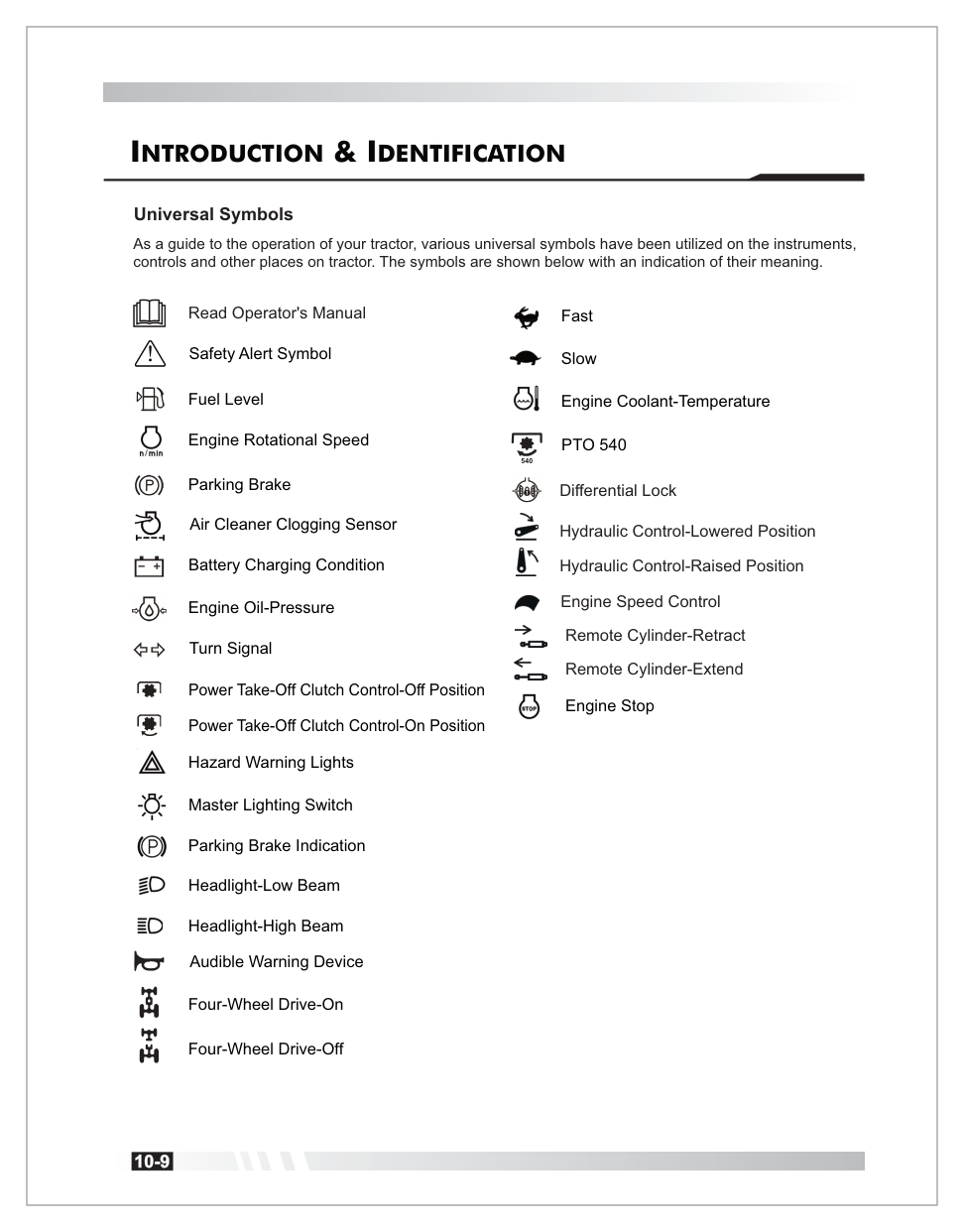 Summit TX25H Universal Symbols reference page